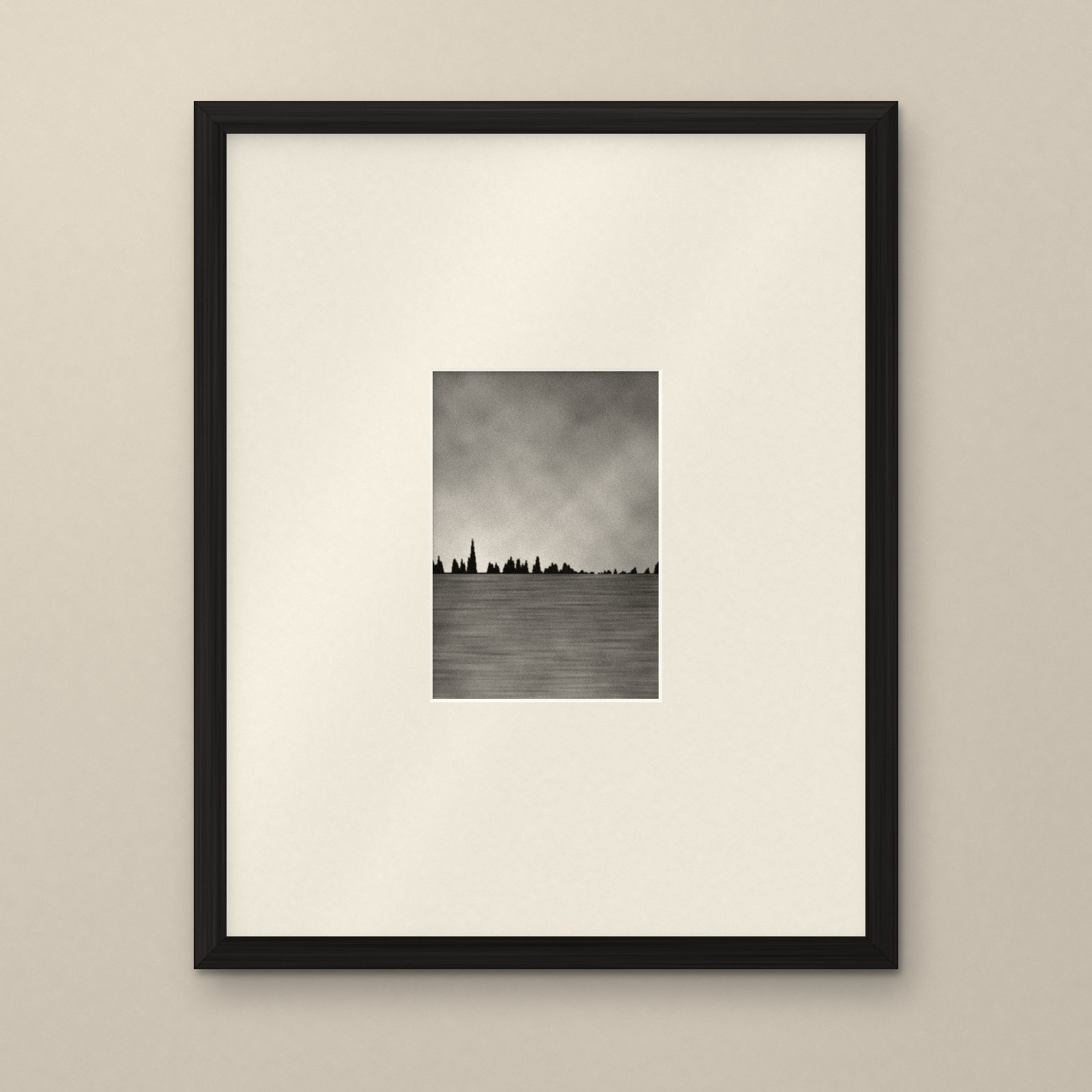 Black 40 × 50cm frame with an ivory mat and a A5 photo